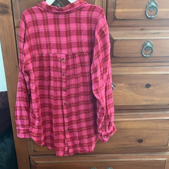 NWOT Anthropologie Women’s Pink And Yellow Blouse Size Large - Picture 5 of 10